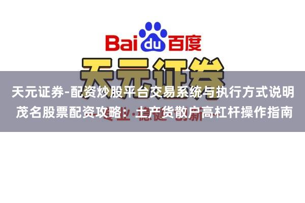 天元证券-配资炒股平台交易系统与执行方式说明 茂名股票配资攻略：土产货散户高杠杆操作指南