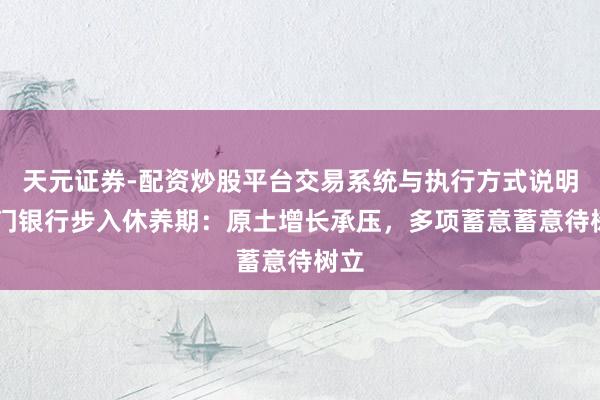 天元证券-配资炒股平台交易系统与执行方式说明 厦门银行步入休养期：原土增长承压，多项蓄意蓄意待树立