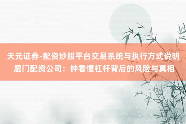 天元证券-配资炒股平台交易系统与执行方式说明 厦门配资公司：钟看懂杠杆背后的风险与真相